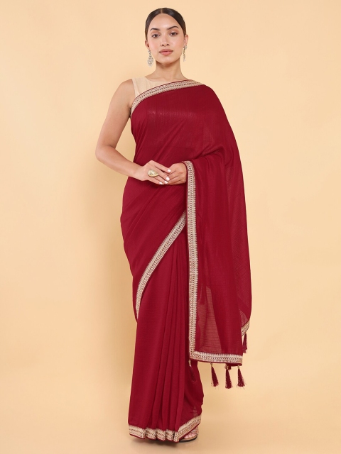 

Soch Maroon & Gold-Toned Saree