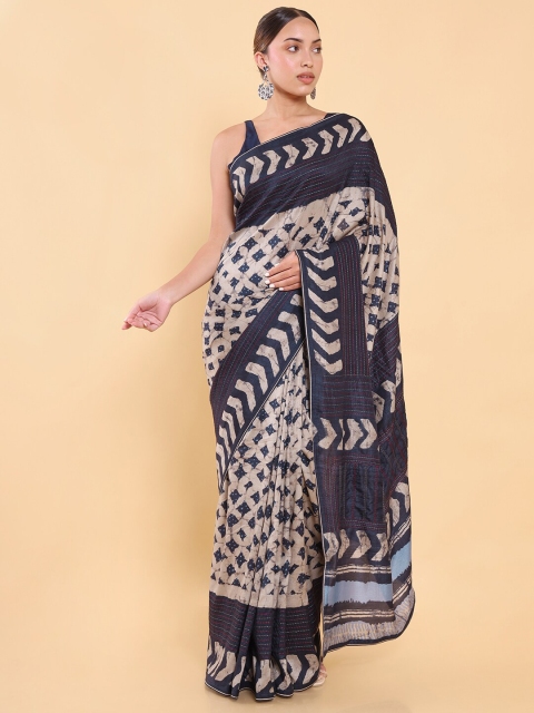 

Soch Grey & Blue Abstract Printed Saree