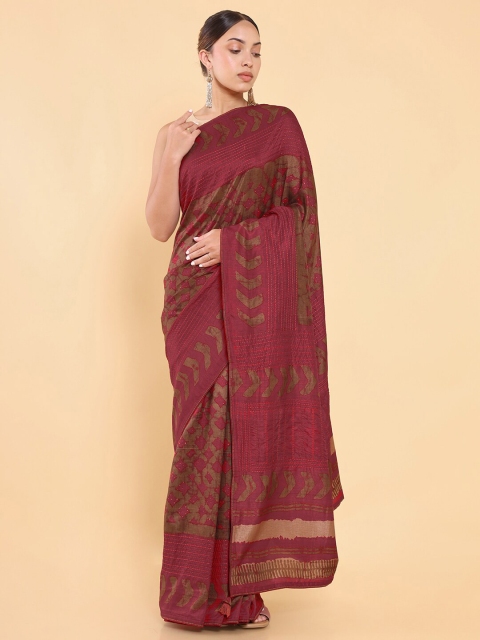 

Soch Maroon Poly Silk Printed Saree