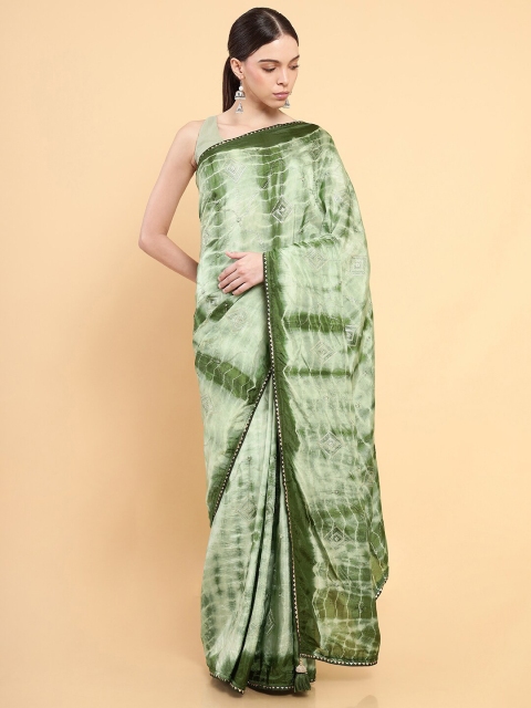 

Soch Green Tie and Dye Sequinned Saree