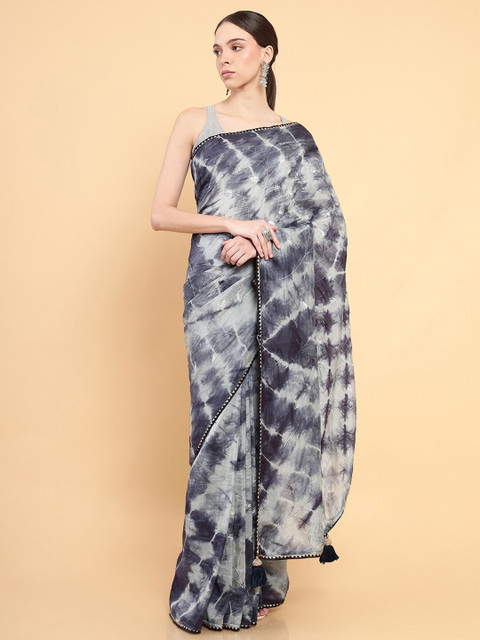 

Soch Charcoal & Grey Tie and Dye Saree