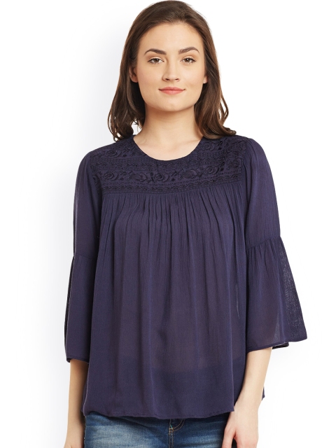 

The Vanca Women Navy Blue Solid Top