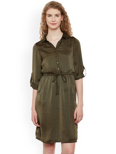 

Latin Quarters Women Green Solid A-Line Dress