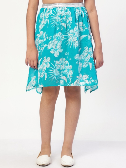 

CACA CINA Girls Green Floral Printed Flared Skirts