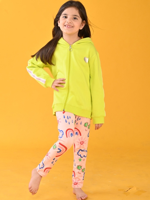 

Anthrilo Girls Green & Pink Printed Shirt with Leggings