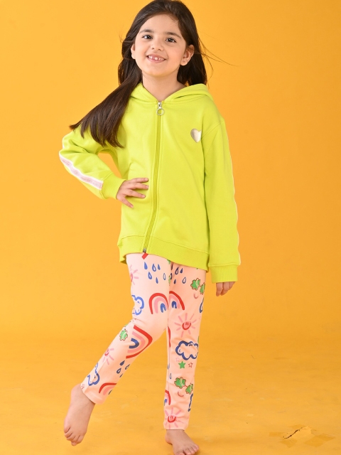 

Anthrilo Girls Green & Pink Printed Top with Leggings
