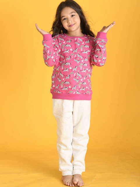 

Anthrilo Girls Pink & White Printed Top with Trousers