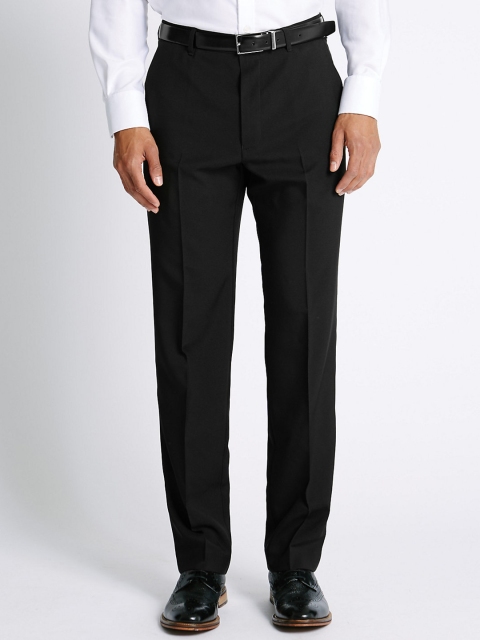 

Marks & Spencer Men Black Solid Formal Trousers