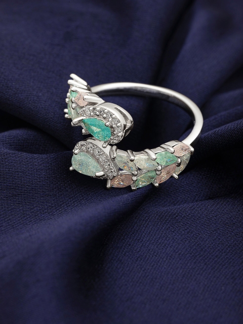 

SILBERRY 92.5 Sterling Silver Silver-Colored Silver-Plated Cubic Zirconia Finger Ring