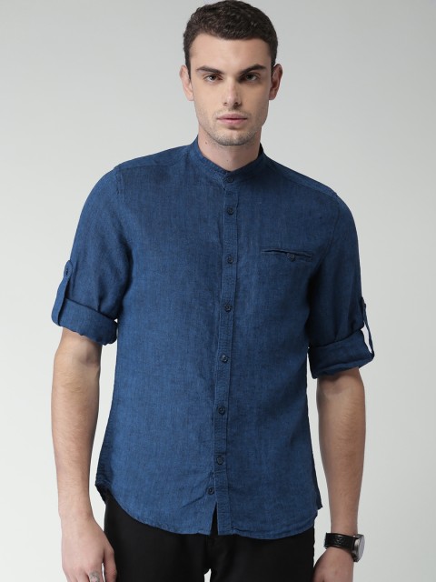 

Celio Men Blue Pure Linen Solid Casual Sustainable Shirt