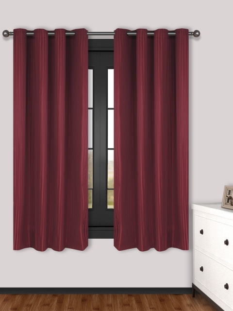 

S9home by Seasons Maroon Set of 2 Printed Room Darkening Window Curtains