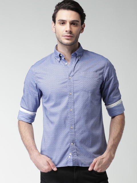 

Celio Men Blue Regular Fit Printed Casual Shirt