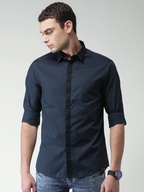 

Celio Men Navy Blue Slim Fit Solid Casual Shirt
