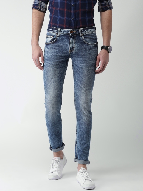 

Celio Men Blue Slim Fit Mid-Rise Clean Look Acid Washed Jeans