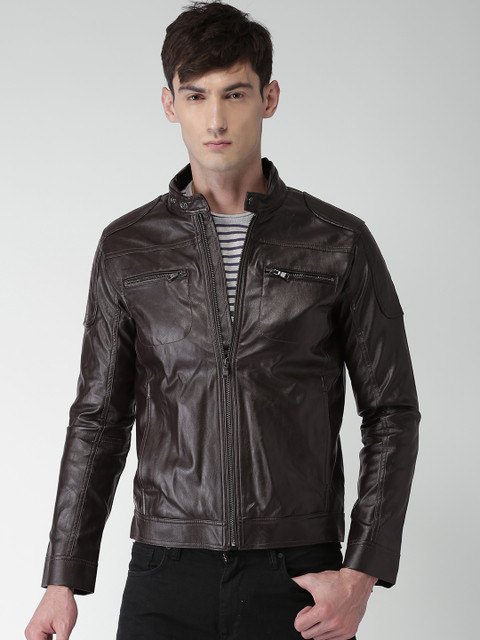 

Celio Men Brown Solid Biker Jacket