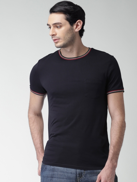 

Celio Men Navy Solid Round Neck Pure Cotton T-shirt, Navy blue