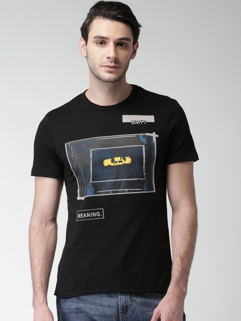 

Celio Men Black Printed Round Neck Pure Cotton T-shirt