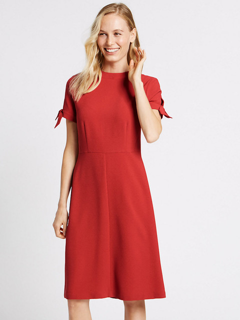 

Marks & Spencer Women Rust Orange Solid A-Line Dress