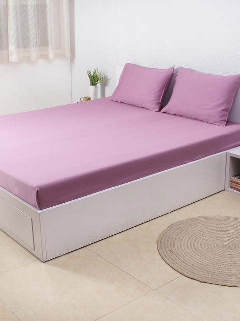 

House This Purple Cotton 210 TC Double Bedsheet with 2 Pillow Covers