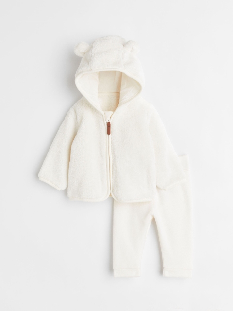 

H&M Kids Girls 2-piece fleece set, White