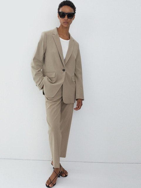 

H&M Women Single-Breasted Jacket, Beige