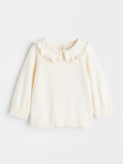 

H&M Girls Flounce-collared jumper, White