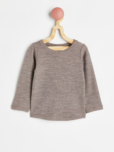 

H&M Girls Long-Sleeved Wool Top, Brown