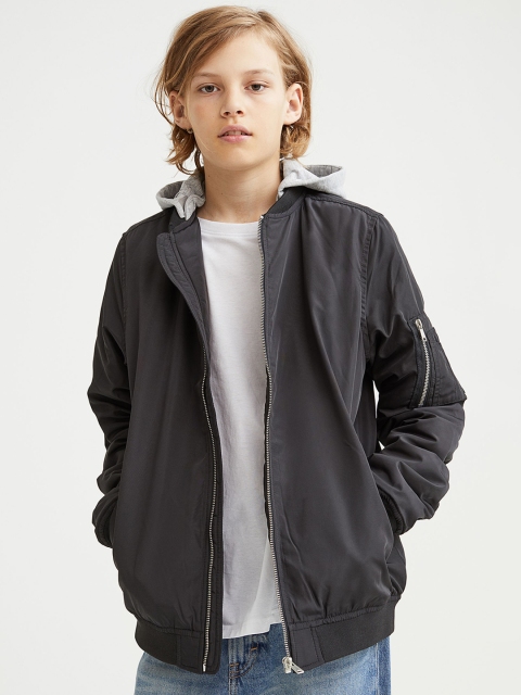 

H&M Boys Hooded Bomber Jacket, Black