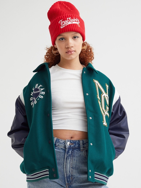 

H&M Women Applique Ribbed Hat, Red