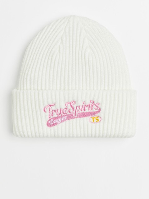 

H&M Women Appliqud ribbed hat, White