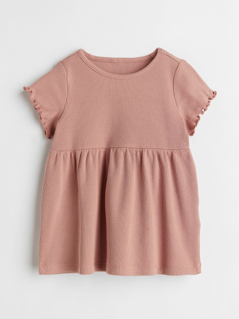 

H&M Kids Girls Ribbed cotton jersey dress, Pink