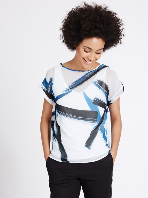 

Marks & Spencer Women White Printed Top