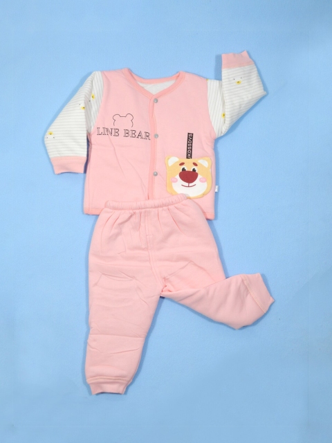 

Moms Home Unisex Kids Pink Printed Shirt with Trousers