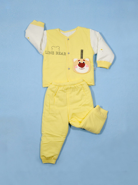 

Moms Home Unisex Kids Printed T-shirt with Pyjamas, Yellow