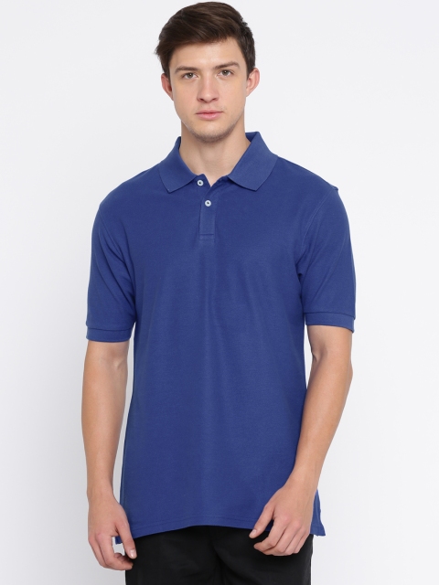 

Marks & Spencer Men Blue Solid Polo Collar T-shirt