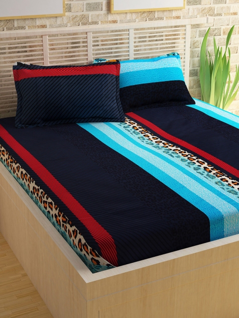 

Story@home Blue Printed Cotton Double Bedsheet with 2 Pillow Covers