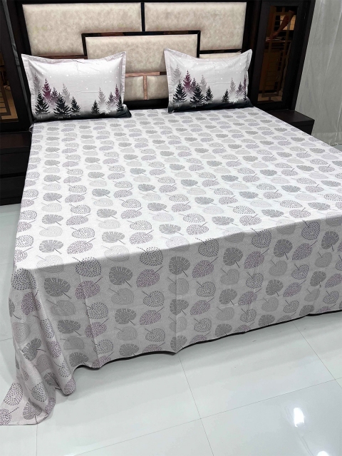 

Pure Decor White & Black Floral 400 TC King Bedsheet with 2 Pillow Covers