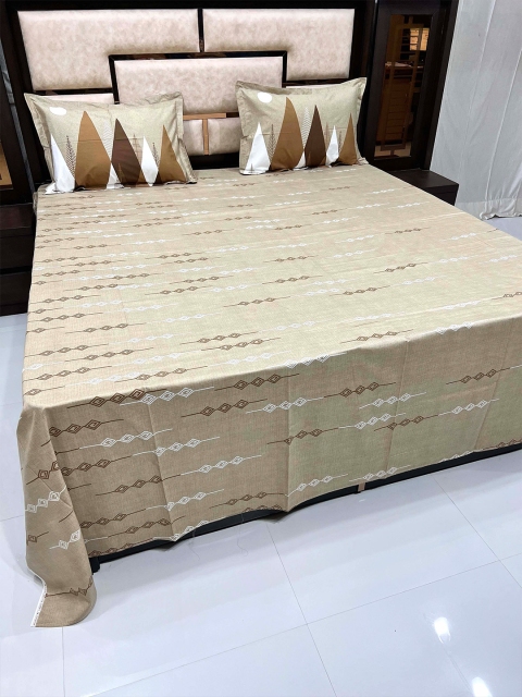 

Pure Decor Brown & White Geometric 400 TC King Bedsheet with 2 Pillow Covers