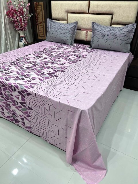 

Pure Decor Purple & Maroon Geometric 400 TC King Bedsheet with 2 Pillow Covers