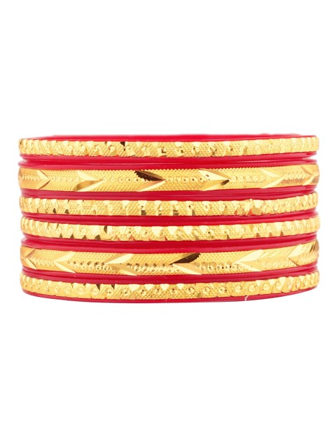 

Efulgenz Set of 6 Gold-Plated & Gold-Toned Red Designer Bangle Set