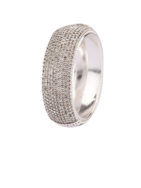 

Efulgenz Rhodium-Plated & White Crystal Studded Bangle