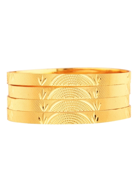 

Efulgenz Set of 4 Gold-Plated & Toned Textured Bangles