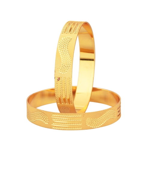 

Efulgenz Set of 2 Gold-Plated Antique Design Bangle