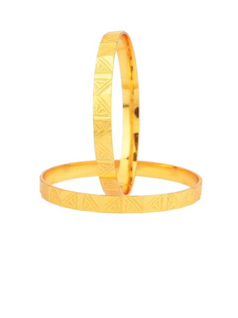 

Efulgenz Set of 2 Gold-Plated & Toned Textured Bangles