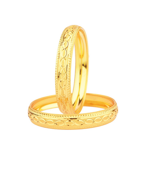 

Efulgenz Set of 2 Gold-Plated Antique Design Bangle