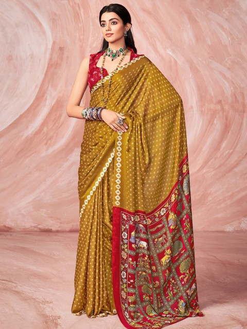 

Satrani Brown & Red Zari Saree
