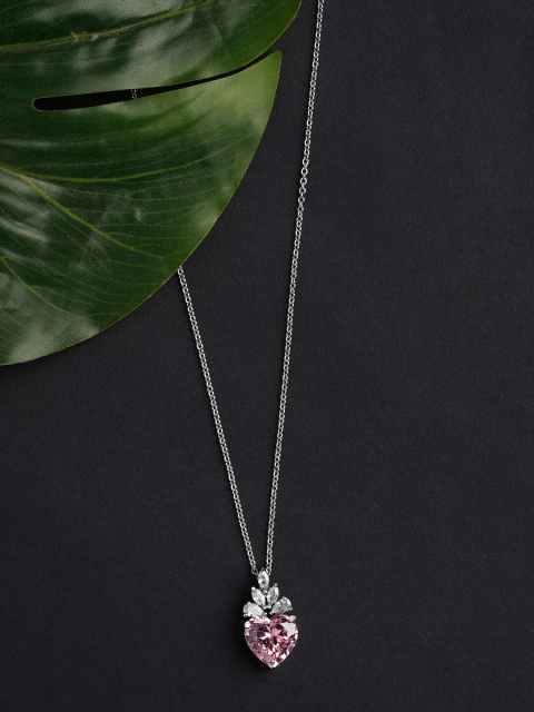

HOT AND BOLD Silver-Toned & Pink Brass Silver-Plated Oxidised Chain