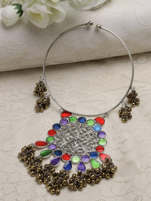 

Moedbuille Gold-Toned & Red Brass Gold-Plated Meenakari Necklace