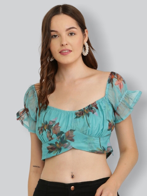 

The Label Bar Blue Floral Print Crop Top