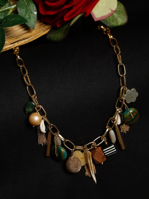 

Madame Rose Gold & Multicoloured charm heart hanging drop Necklace